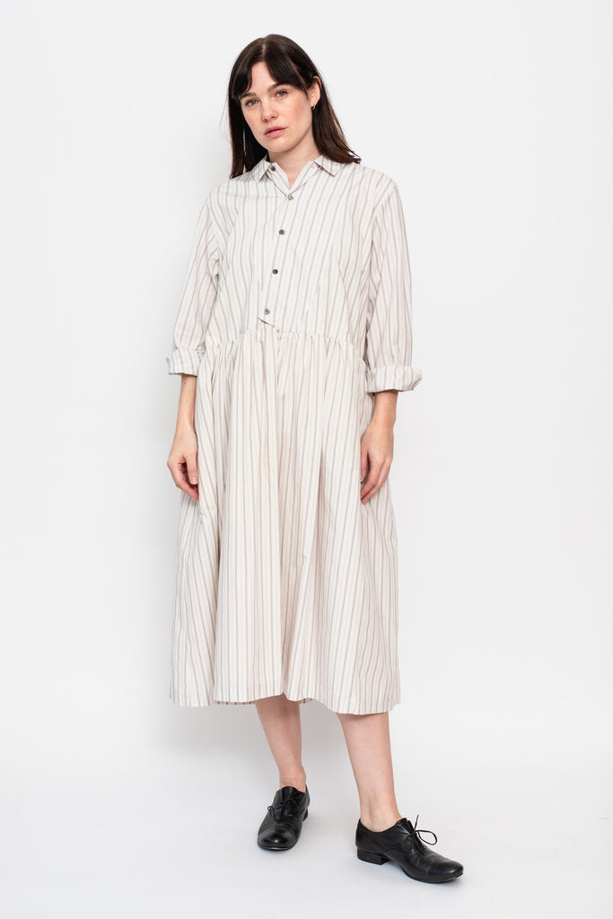 Asymmetric Stripe Cotton Dress