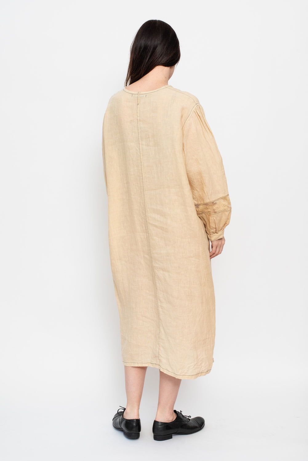 Lace Stitched Dress, Ecru