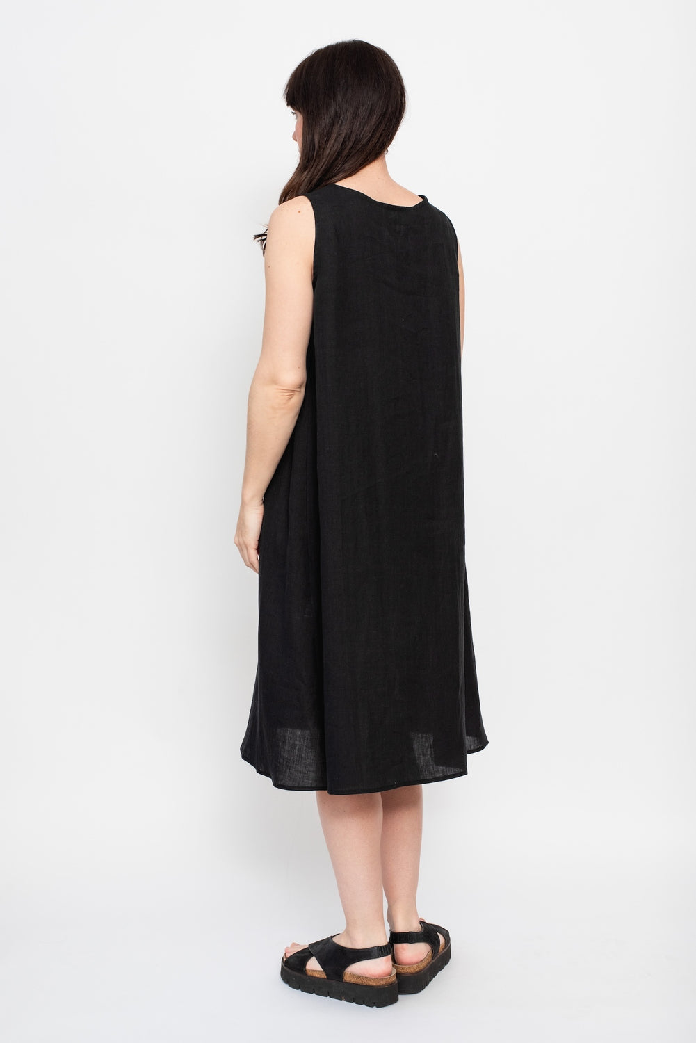 Sleeveless Linen Dress, Black