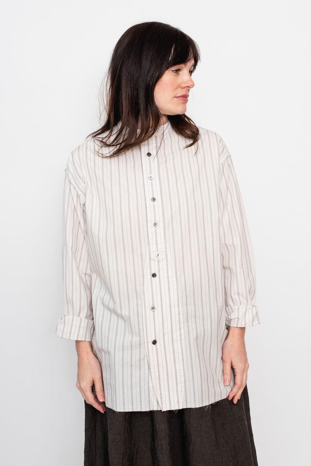 Band Collar Cotton Shirt