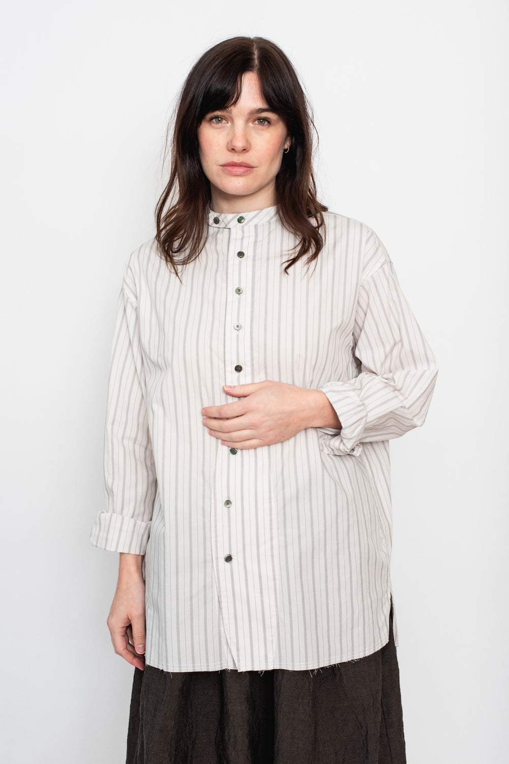 Band Collar Cotton Shirt