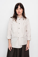 Unisex Asymmetric Stripe Cotton Shirt