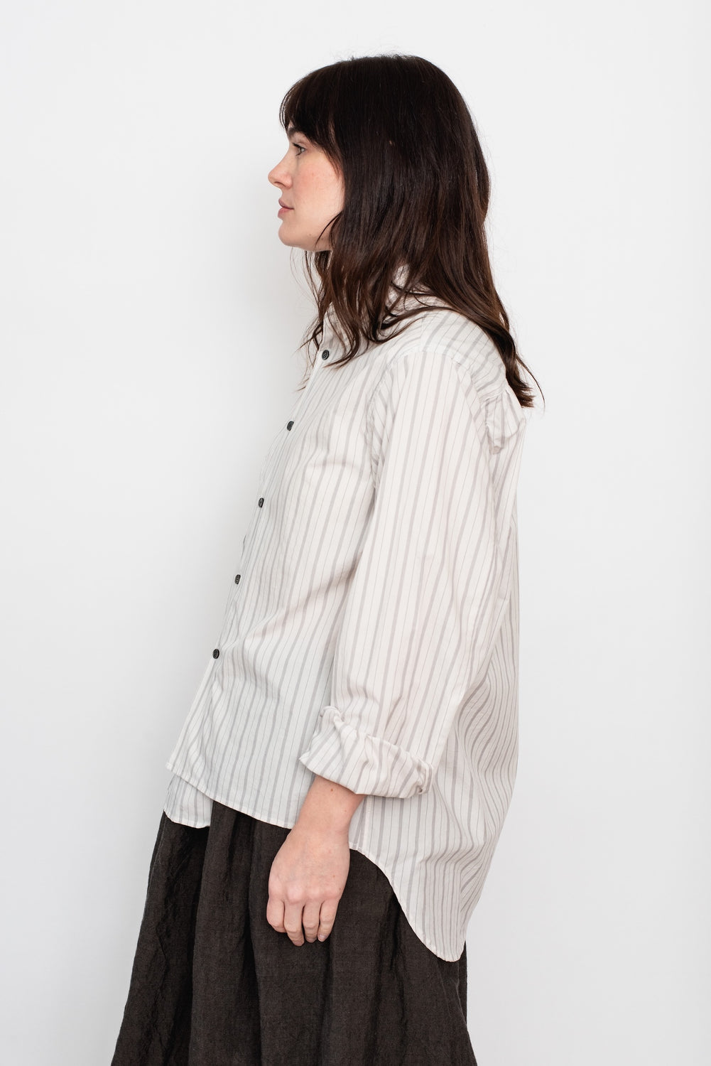 Unisex Asymmetric Stripe Cotton Shirt