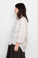 Unisex Asymmetric Stripe Cotton Shirt
