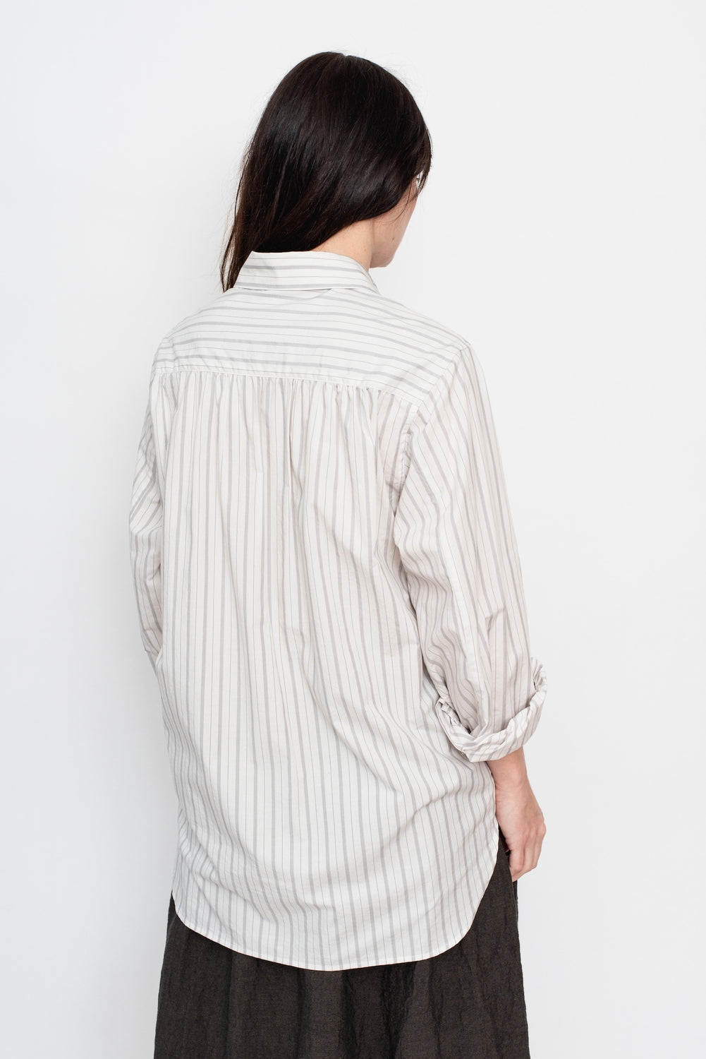 Unisex Asymmetric Stripe Cotton Shirt