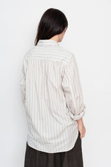 Unisex Asymmetric Stripe Cotton Shirt