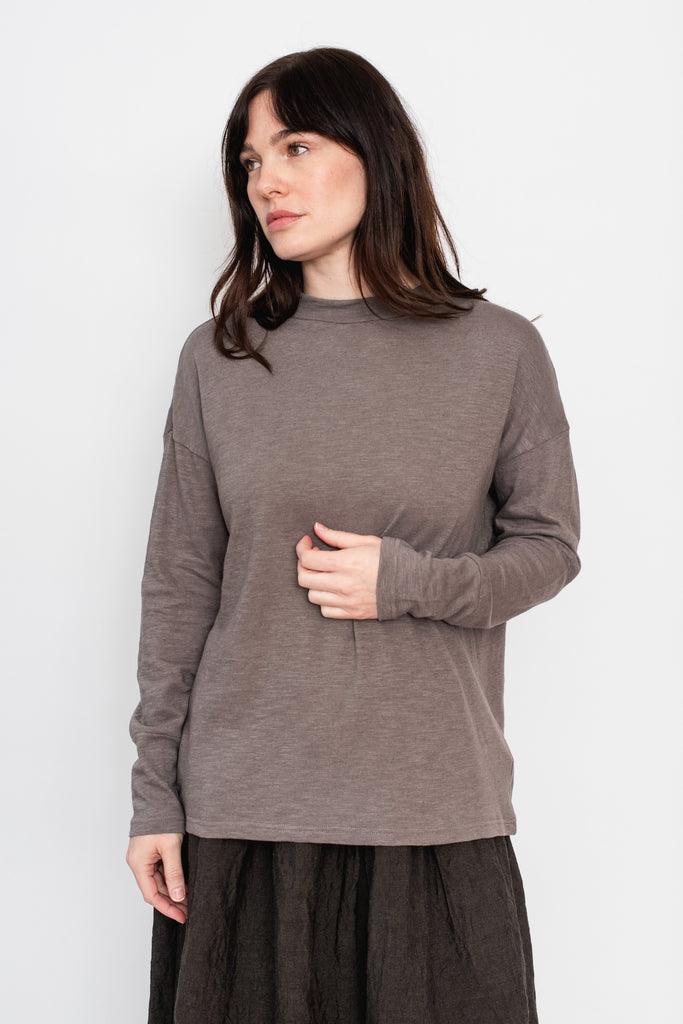 Boxy Linen and Cotton T Shirt, Slate Grey