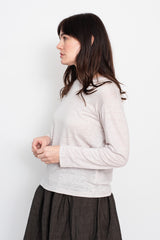 Linen Long Sleeve T Shirt, Grey-Pink
