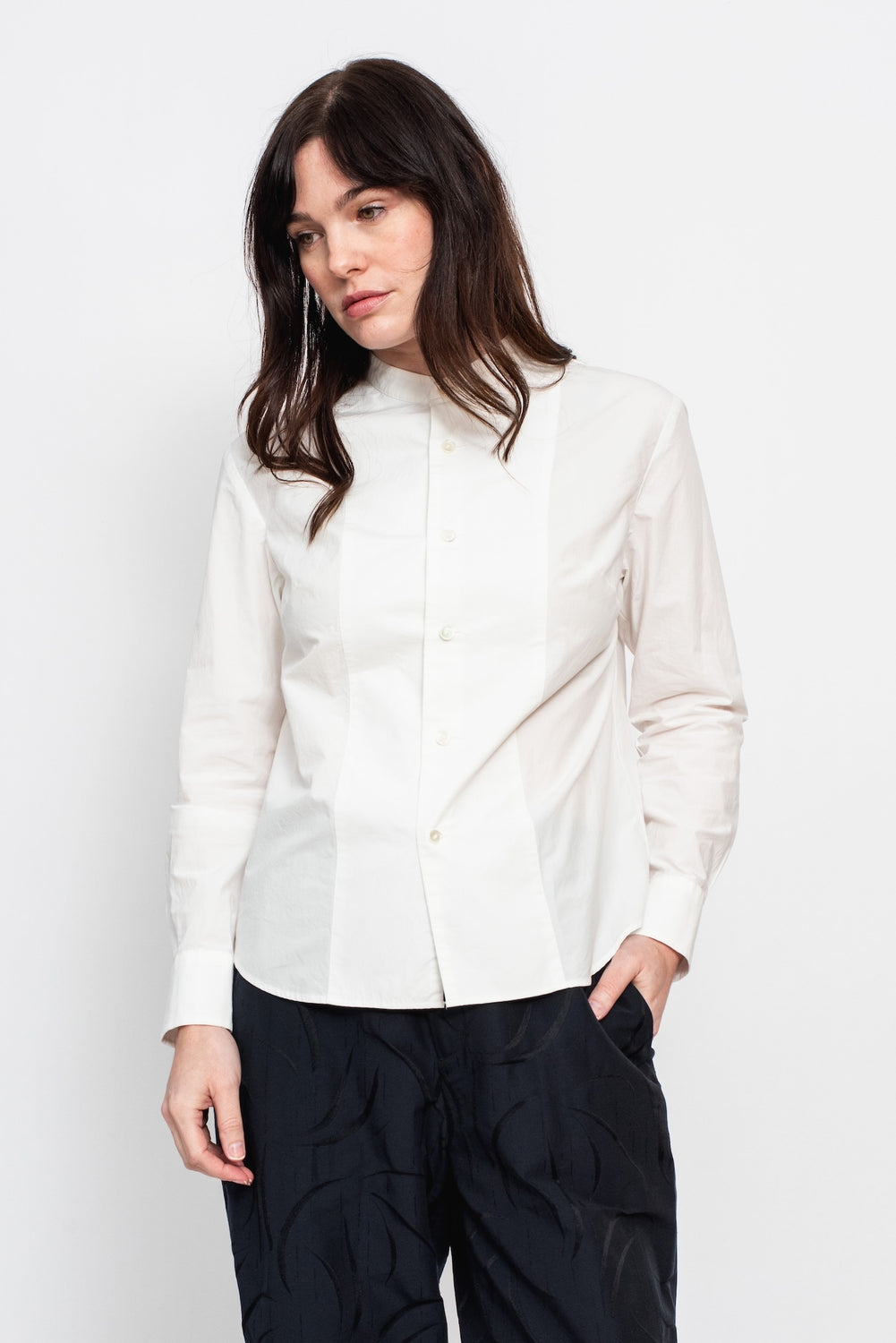 Woven Organic Cotton Stand Up Collar Shirt