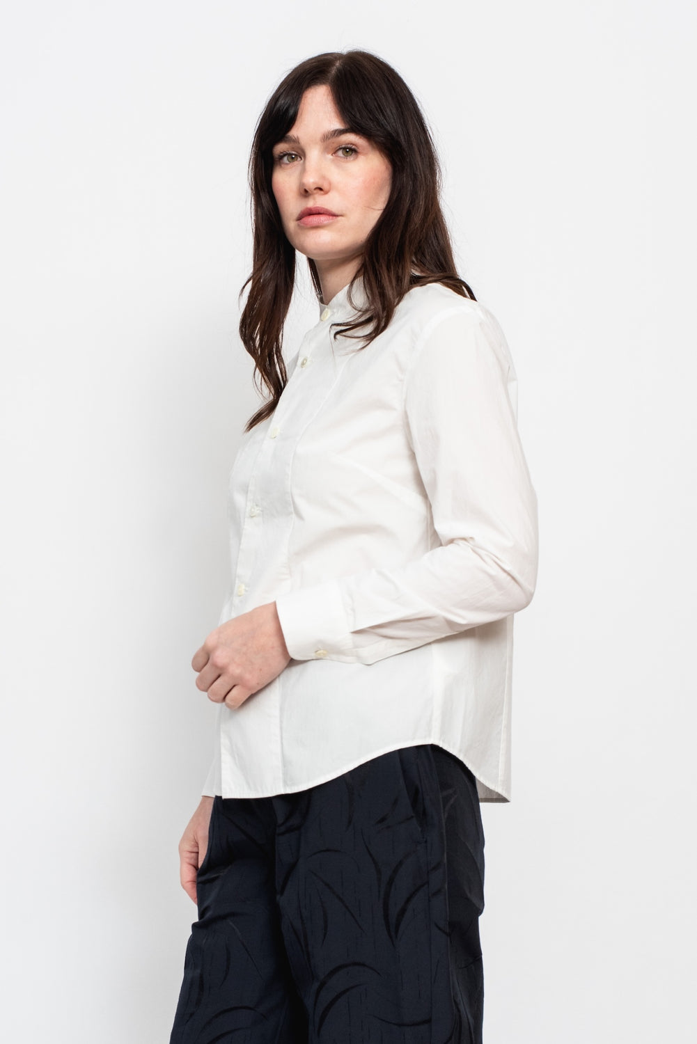 Woven Organic Cotton Stand Up Collar Shirt