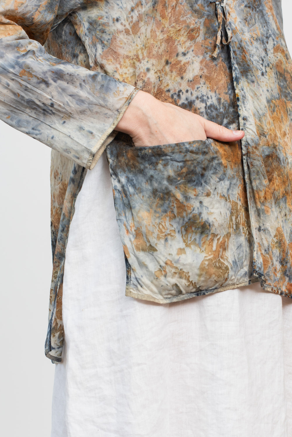 Open Jacket with Tie, Botanical Dye