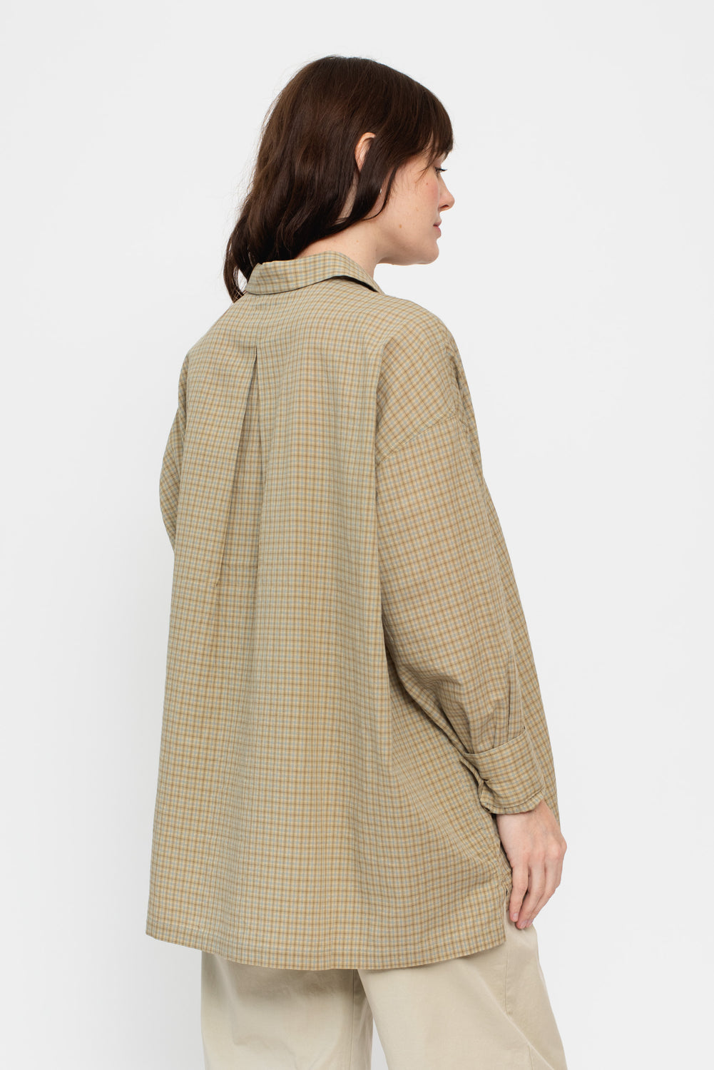 Dobby Check Oversized Shirt Beige, Unisex