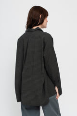 Dobby Check Oversized Shirt Charcoal, Unisex