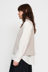 Silk and Cotton Knit Pullover Vest, Light Grey