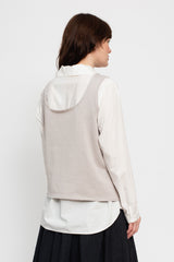 Silk and Cotton Knit Pullover Vest, Light Grey