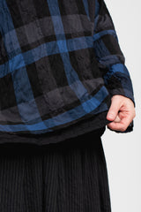 Shirring Blouse Blue Check