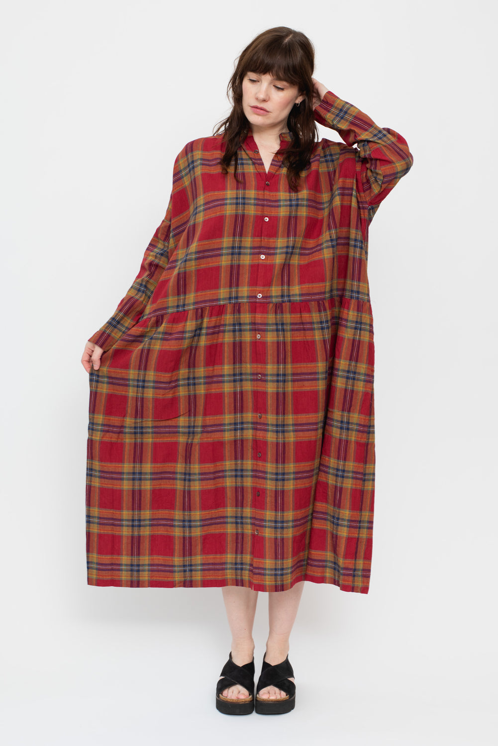 Tartan Shirt Dress Red