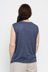 Linen Tank Top Grey Blue