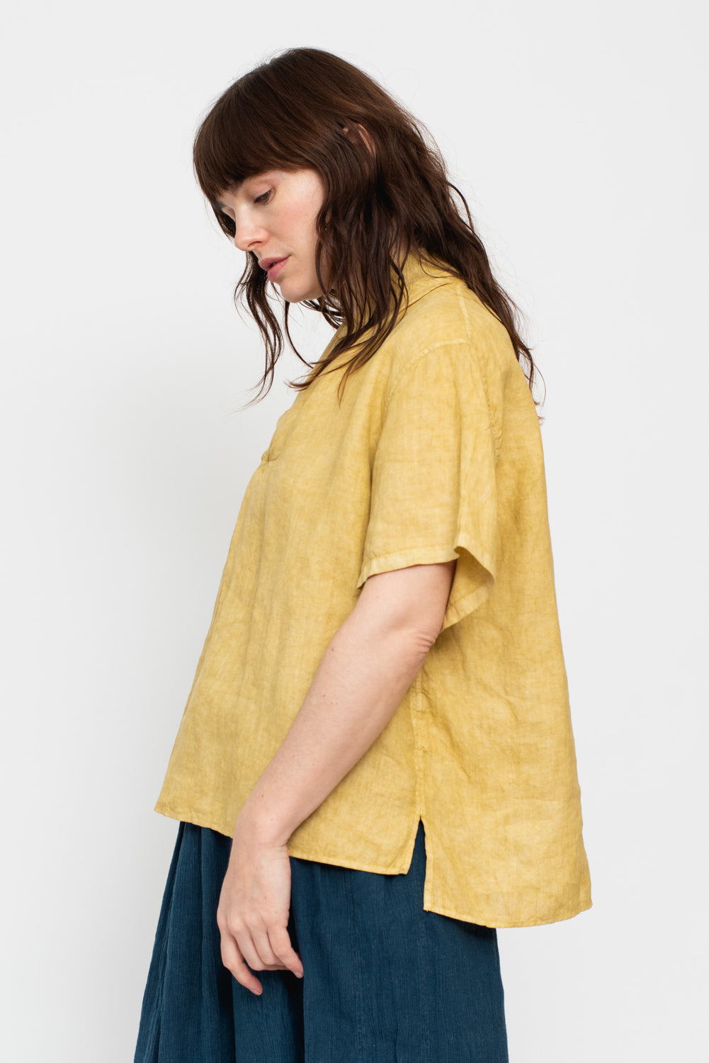 Hemp Short Sleeve Pullover Shirt, Yellow