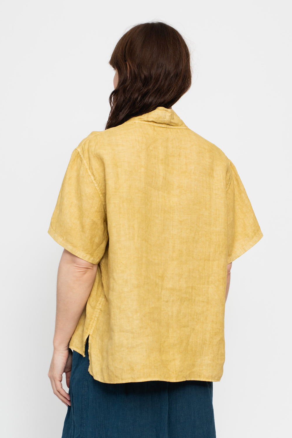 Hemp Short Sleeve Pullover Shirt, Yellow