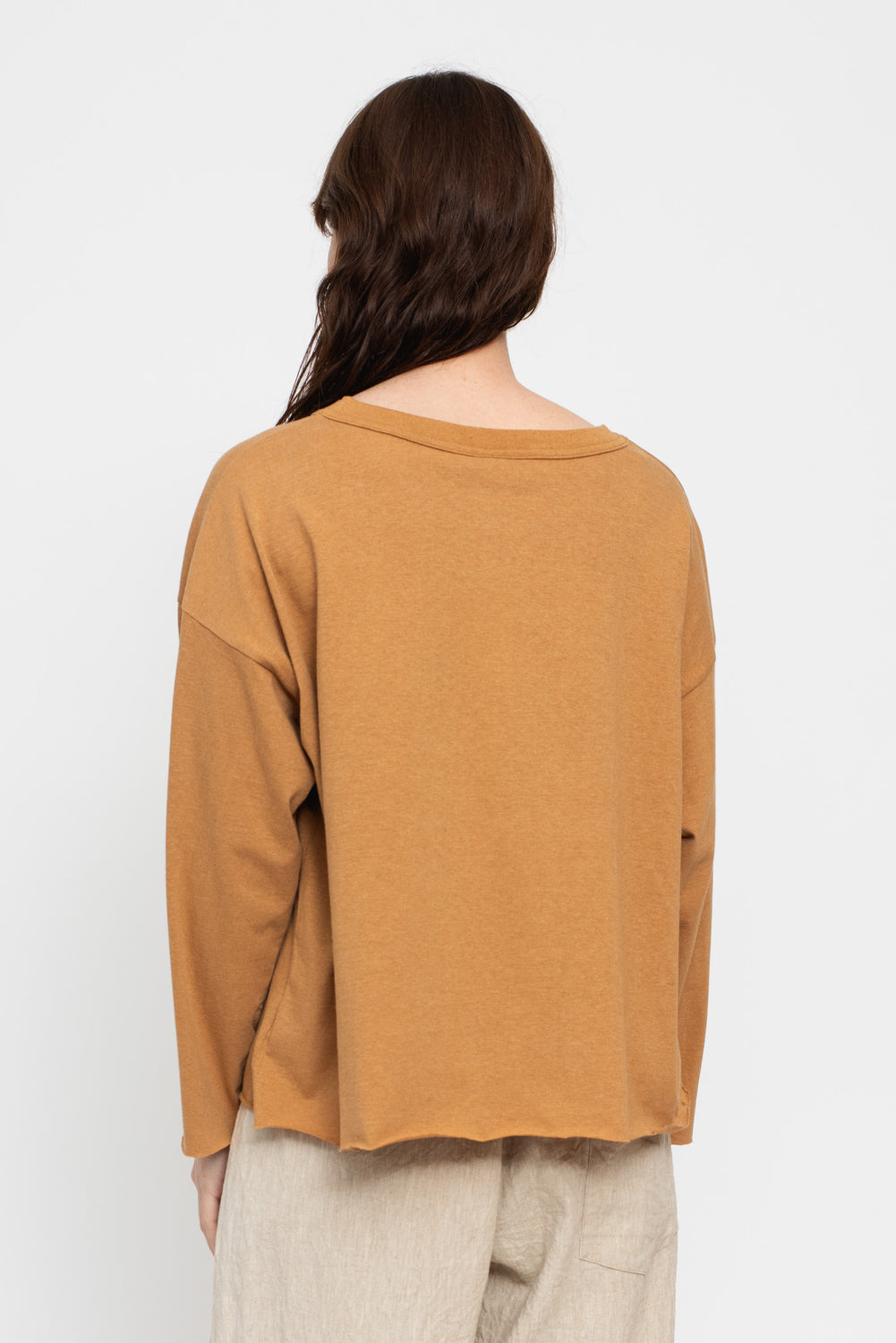 Undyed Knit Cotton Pullover Camel