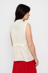 Fine Cotton Sleeveless Top , Chalk