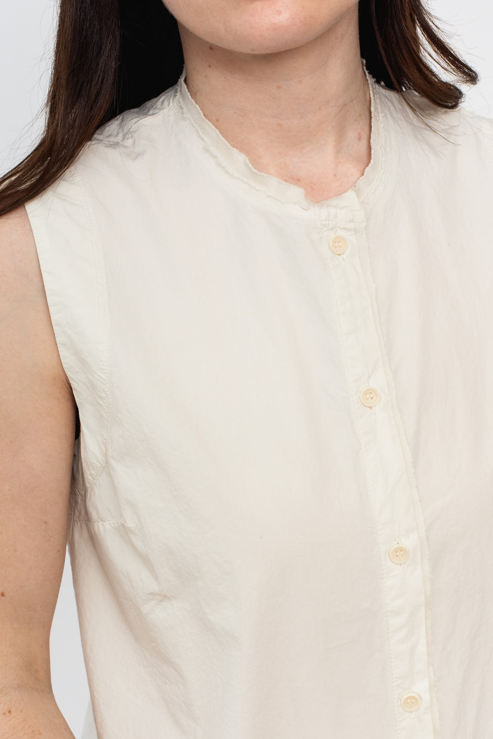 Fine Cotton Sleeveless Top , Chalk