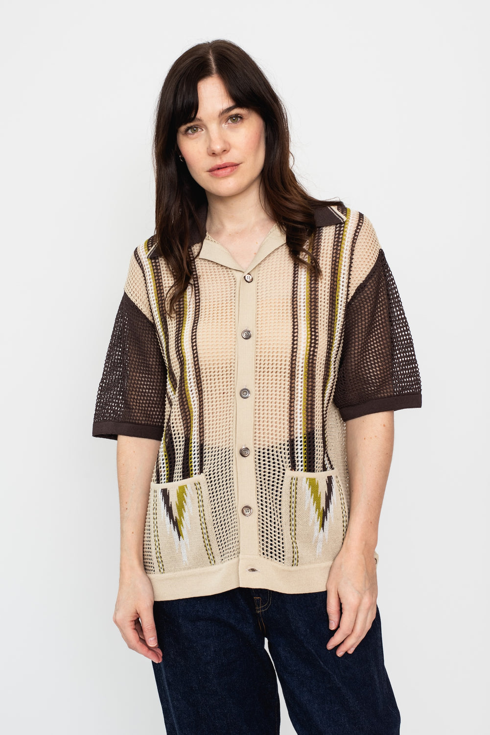 12G Mesh Knit TENNESSEE Cuba Polo, Beige