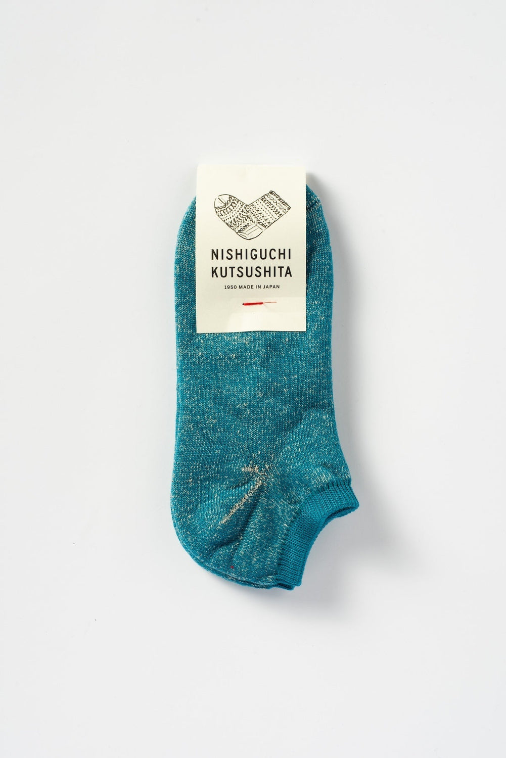 Linen and Cotton Pile Ankle Socks, Lake Blue