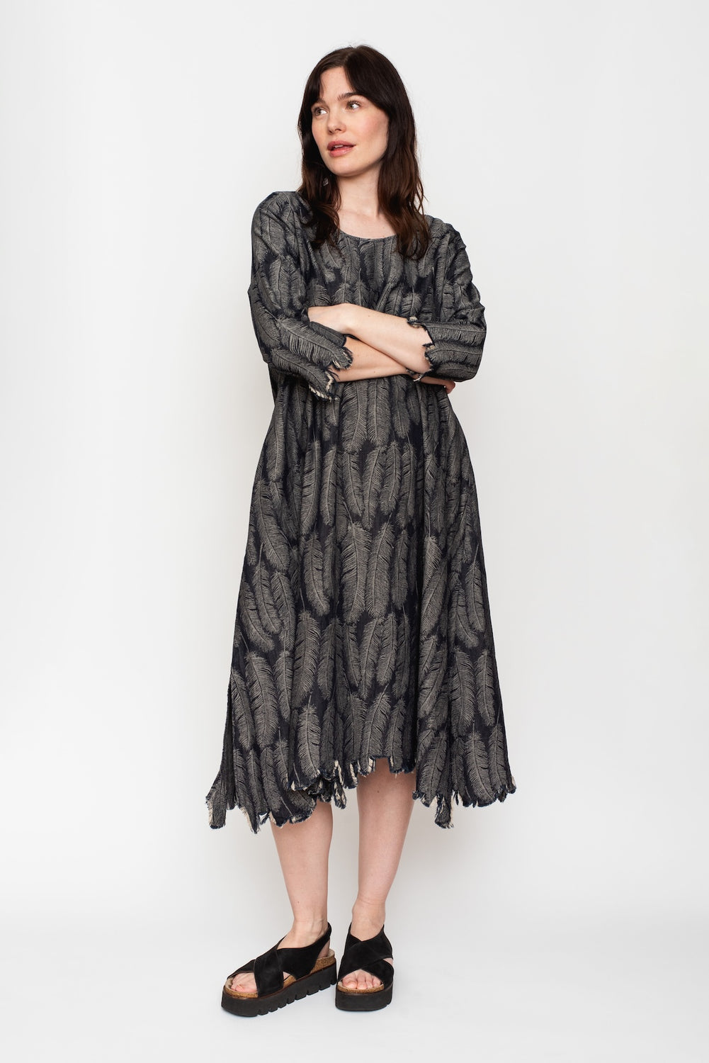 5oz MAGPIE Denim OLIVE Dress, Dark Indigo