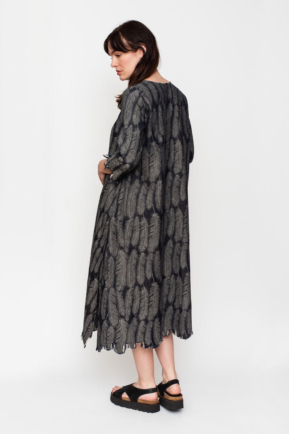 5oz MAGPIE Denim OLIVE Dress, Dark Indigo