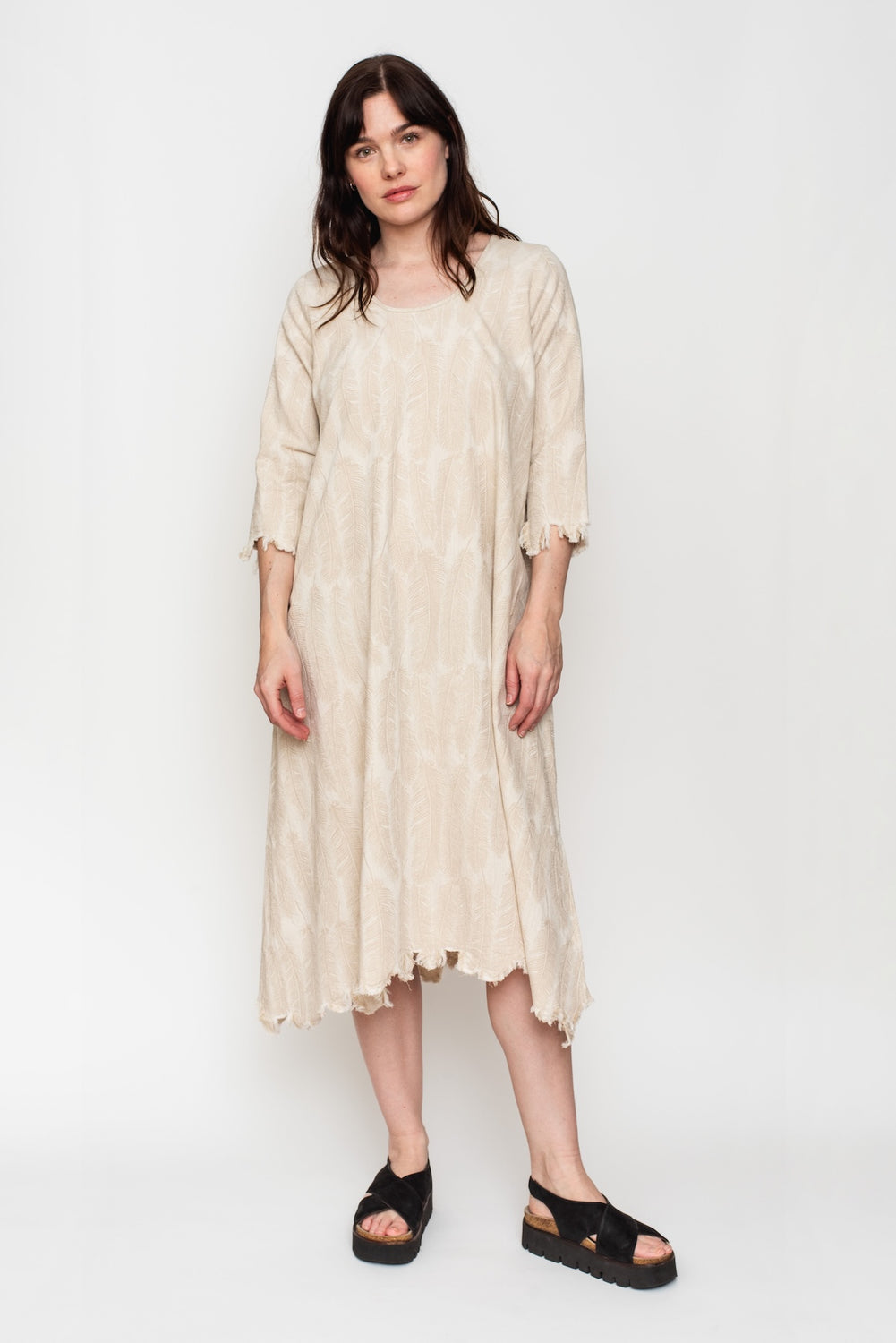 5oz MAGPIE Denim OLIVE Dress, Ecru