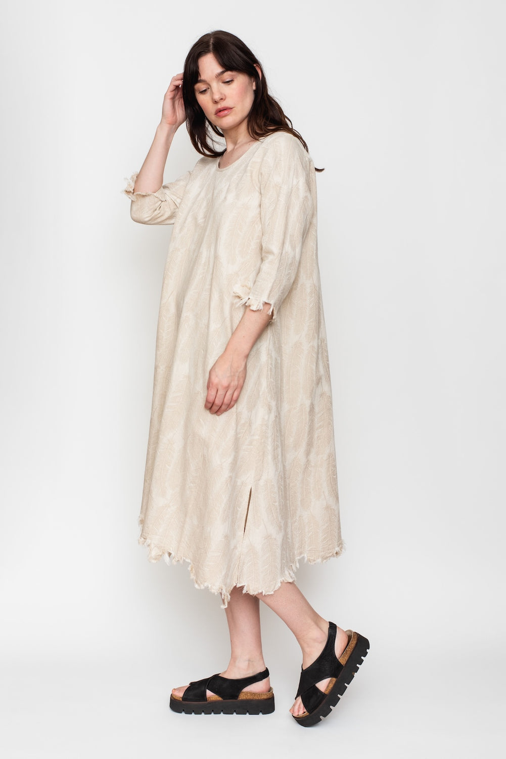 5oz MAGPIE Denim OLIVE Dress, Ecru