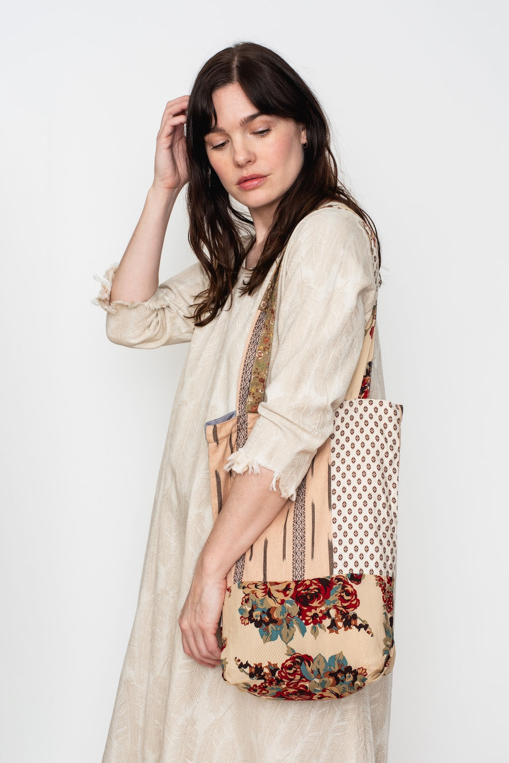 5oz MAGPIE Denim OLIVE Dress, Ecru