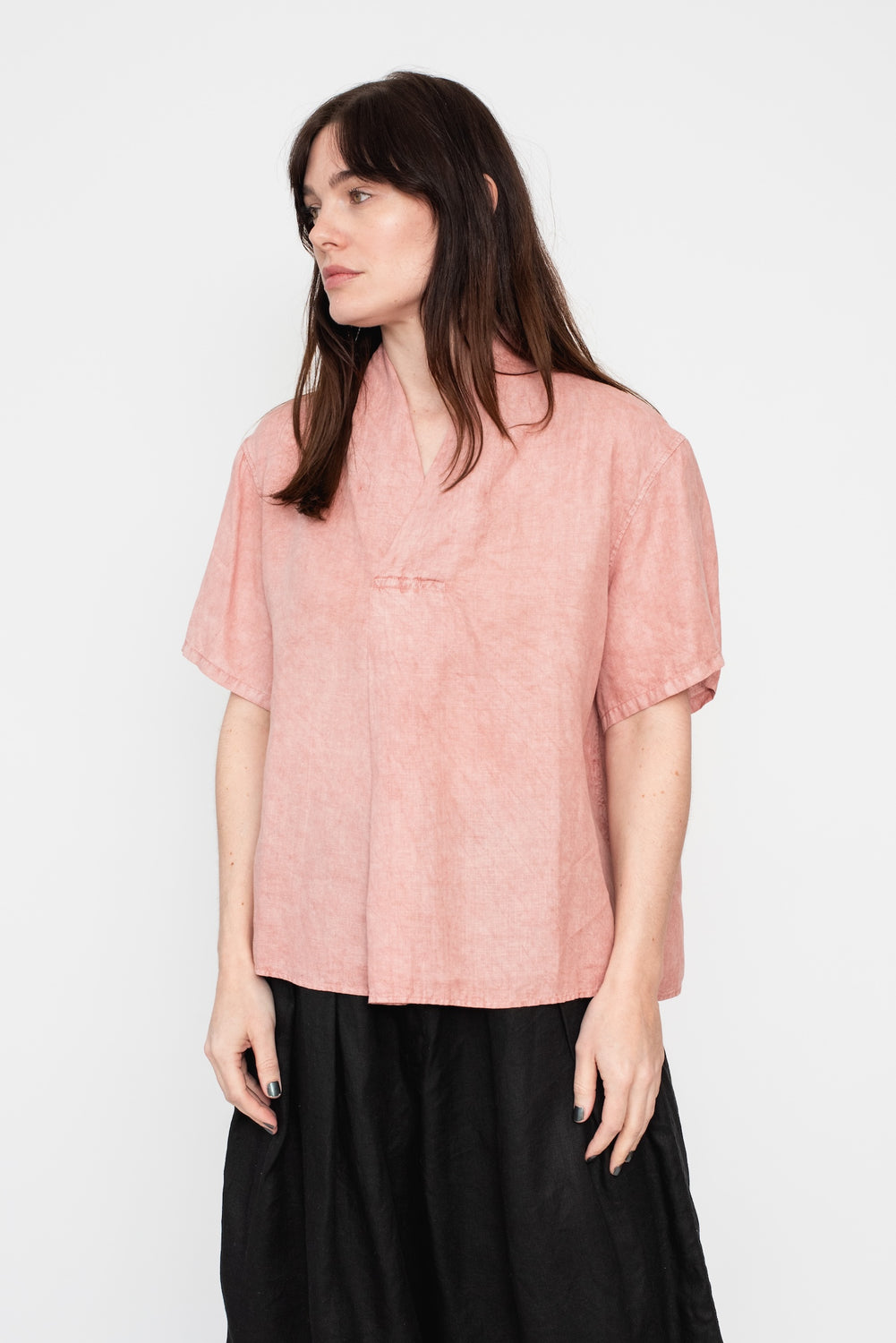 Hemp Short Sleeve Pullover Shirt, Bengala Red