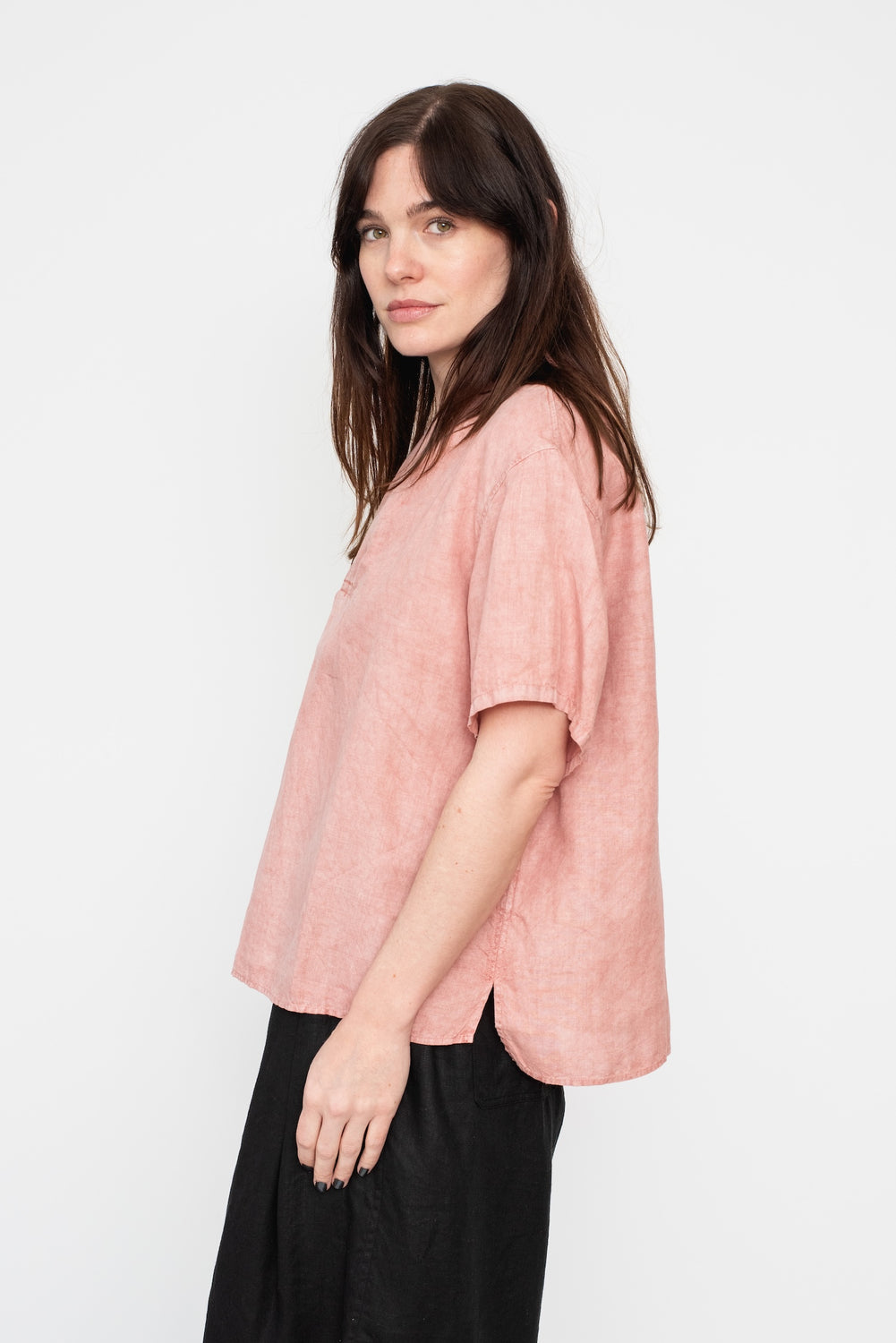 Hemp Short Sleeve Pullover Shirt, Bengala Red