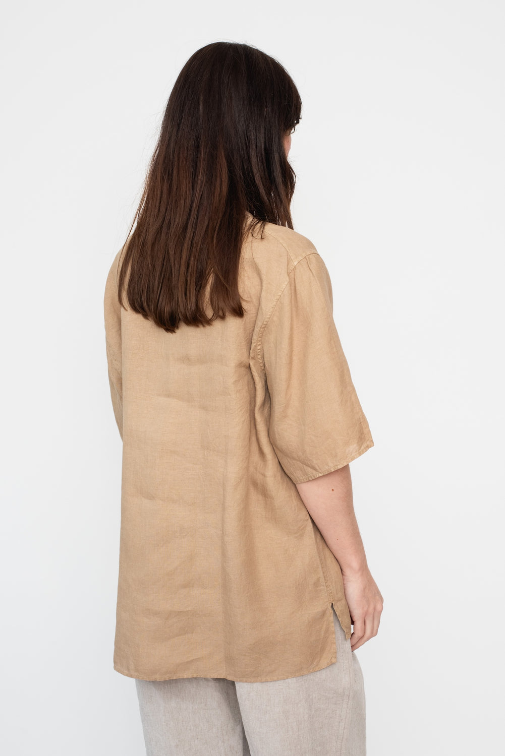 Hemp Short Sleeve Henley Shirt, Walnut