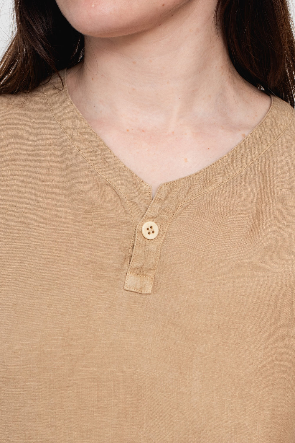 Hemp Short Sleeve Henley Shirt, Walnut