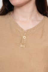 Hemp Short Sleeve Henley Shirt, Walnut