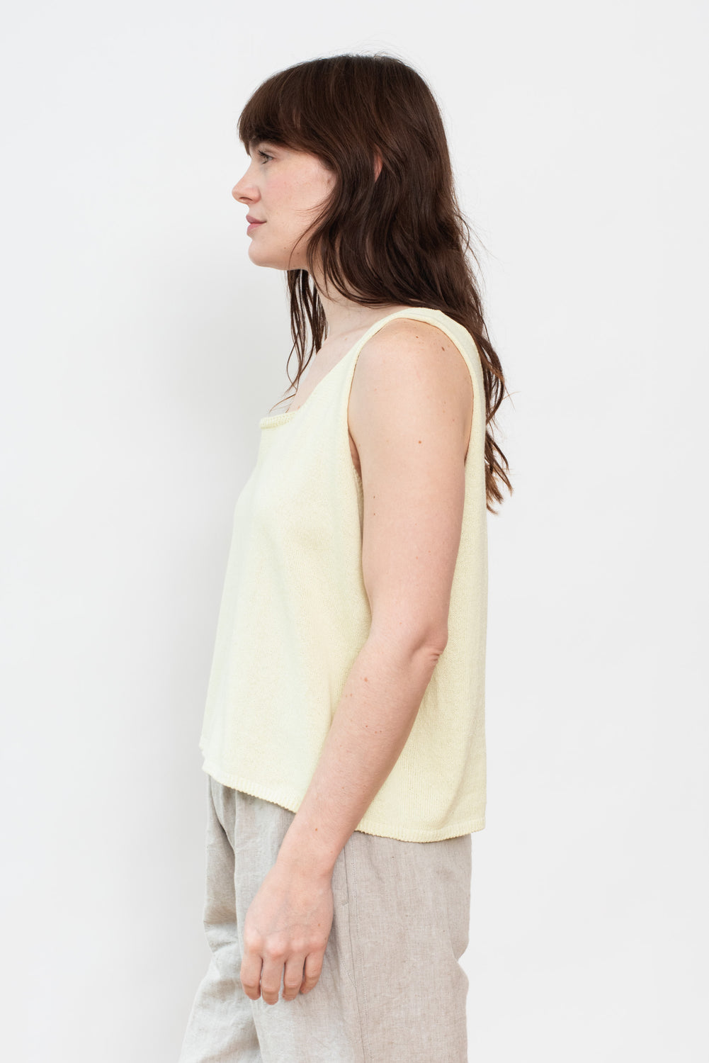 Silk and Cotton Knit Pullover Vest, Light Yellow