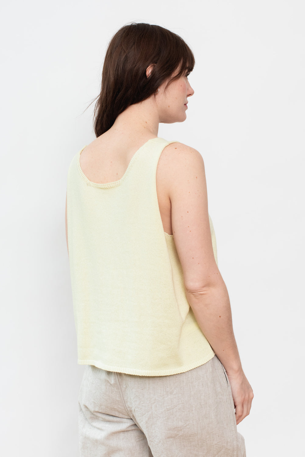 Silk and Cotton Knit Pullover Vest, Light Yellow