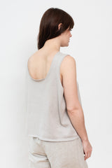 Silk and Cotton Knit Pullover Vest, Light Grey