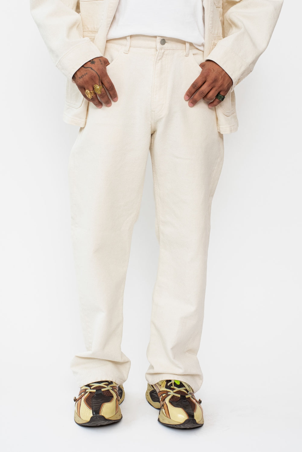 Woven Yukizarashi Sashiko Jeans, Natural