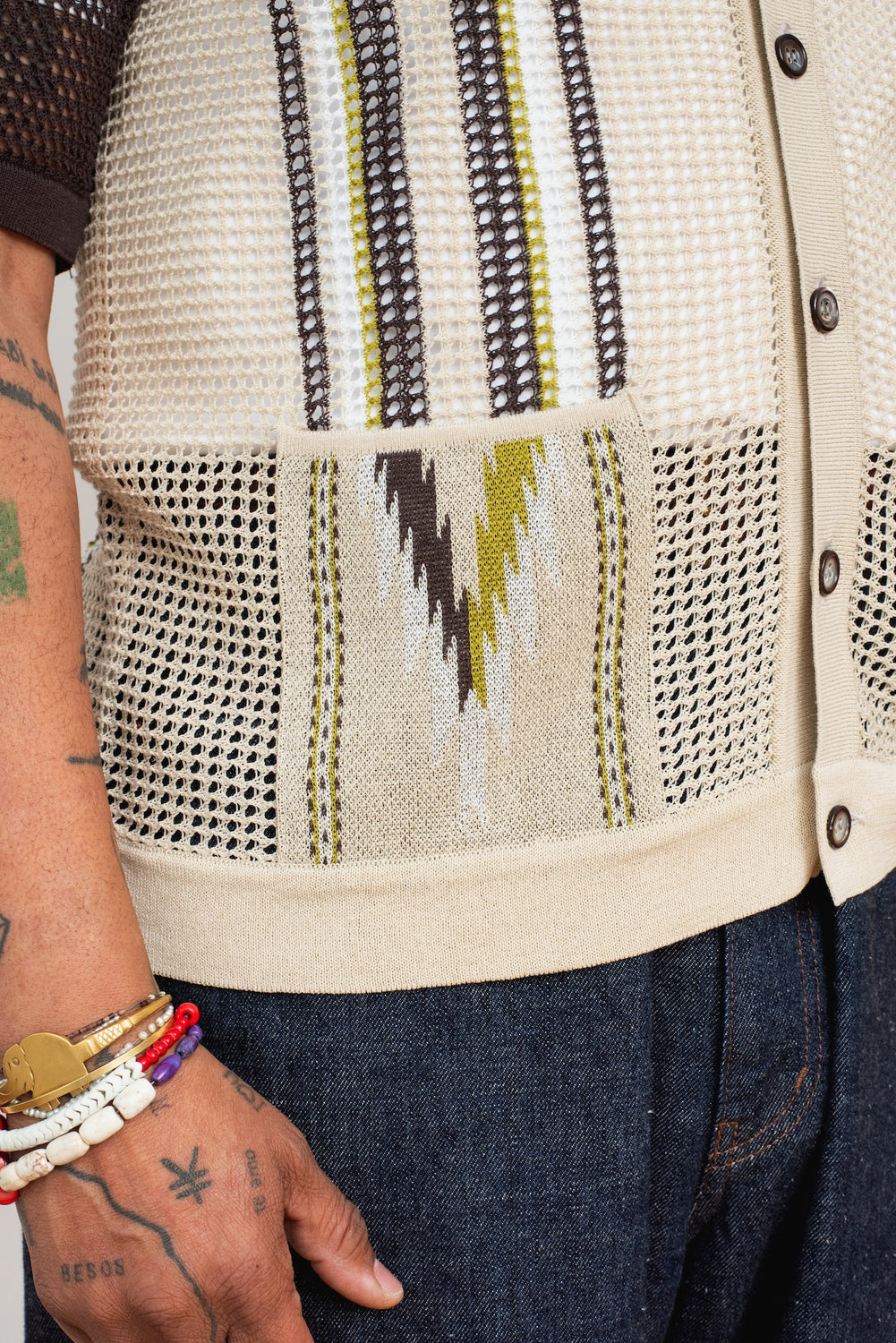 12G Mesh Knit TENNESSEE Cuba Polo, Beige