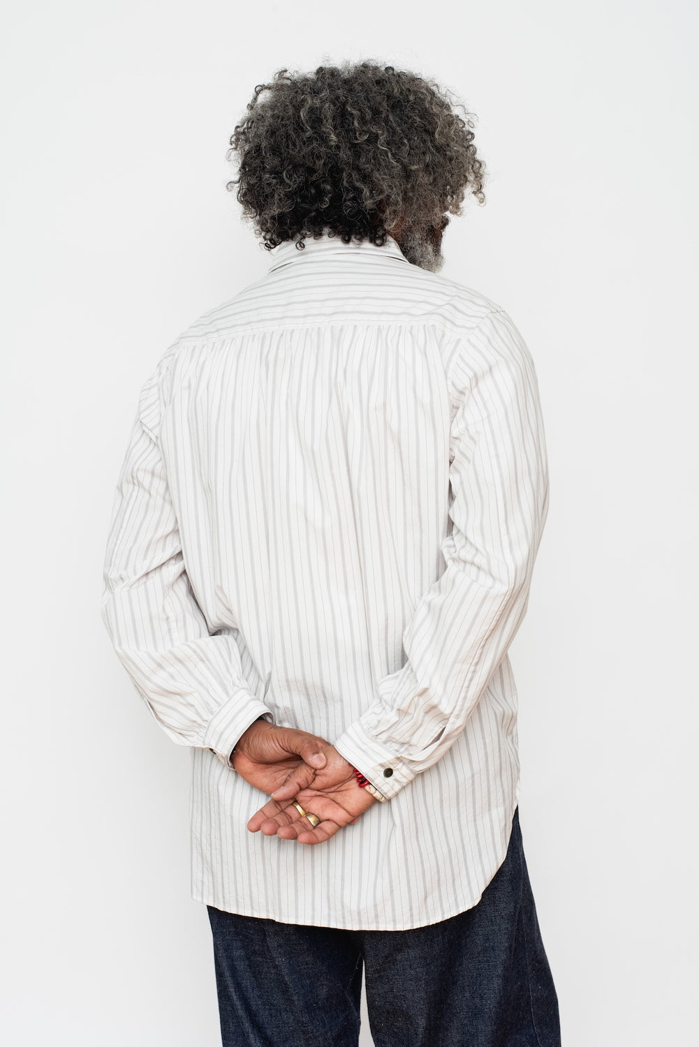 Unisex Asymmetric Stripe Cotton Shirt