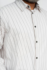 Unisex Asymmetric Stripe Cotton Shirt