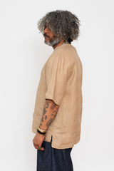 Hemp Short Sleeve Henley Shirt, Walnut