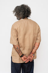 Hemp Short Sleeve Henley Shirt, Walnut