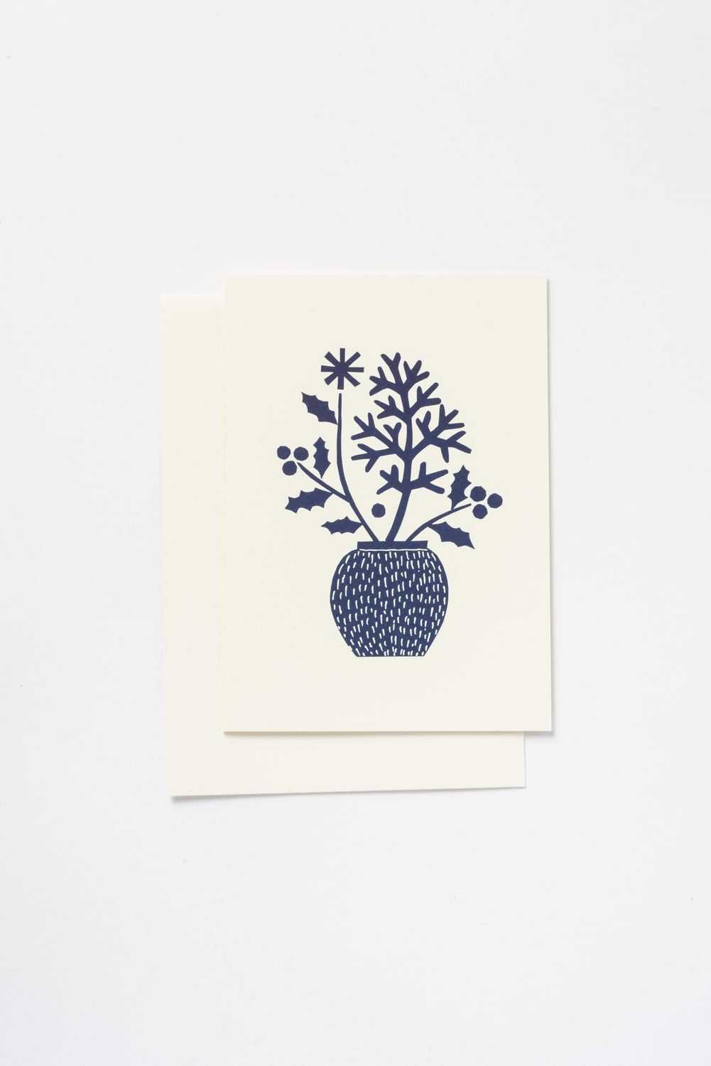 Greeting Card Vase with Holly, Natural and Blue