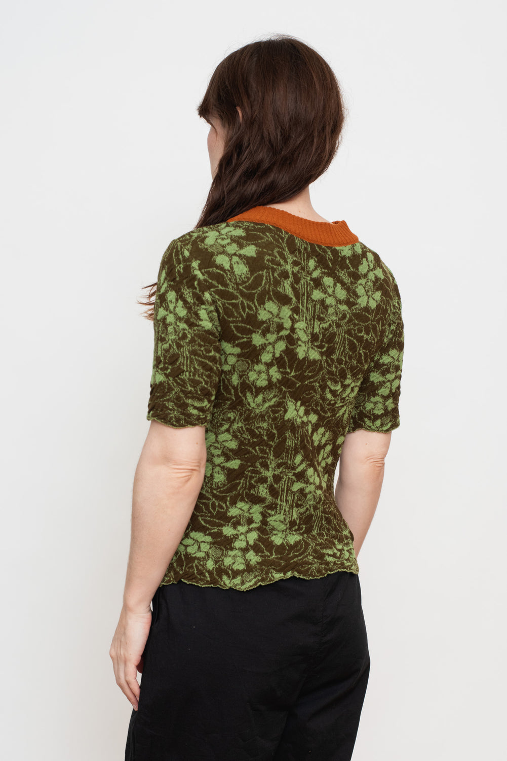 Cotton Knit Floral Sweater, Light Green